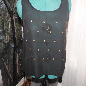 gold skull studded sheer tank so cool!  S / M